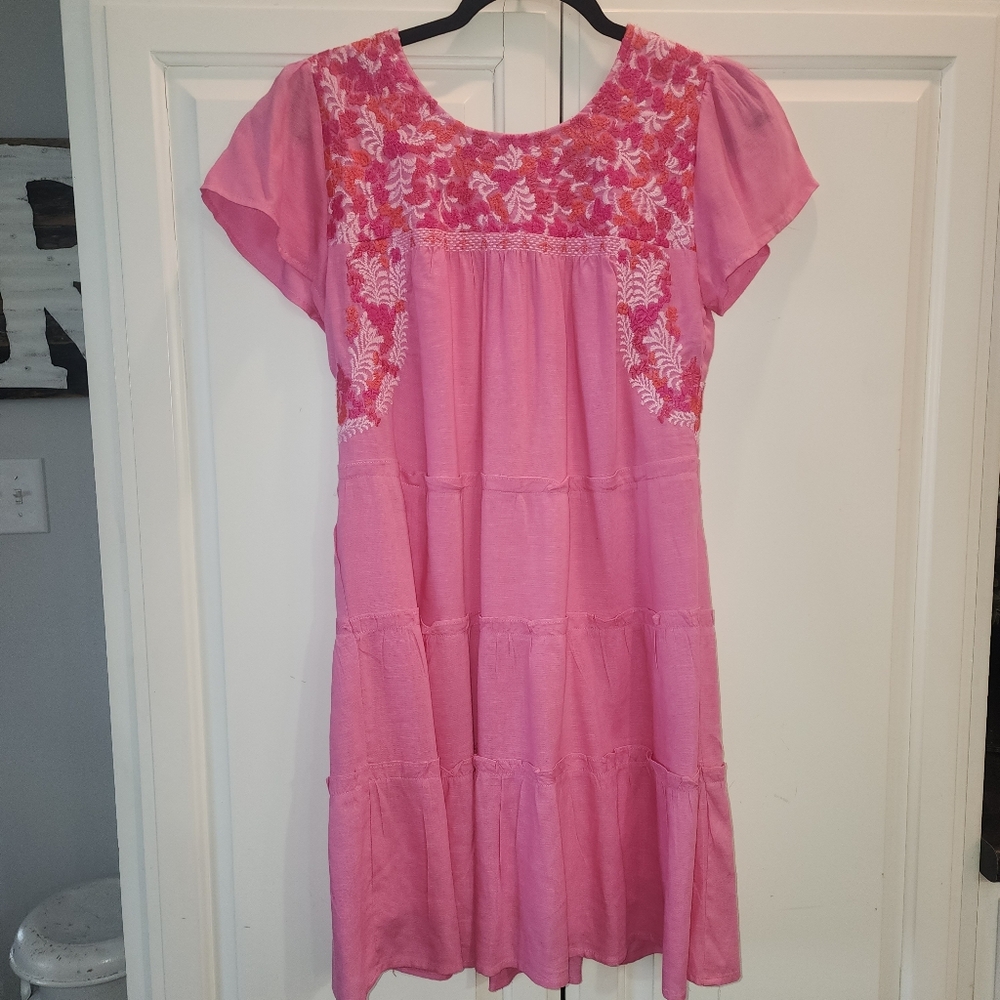 J Marie XS Pink Embroidered Dress